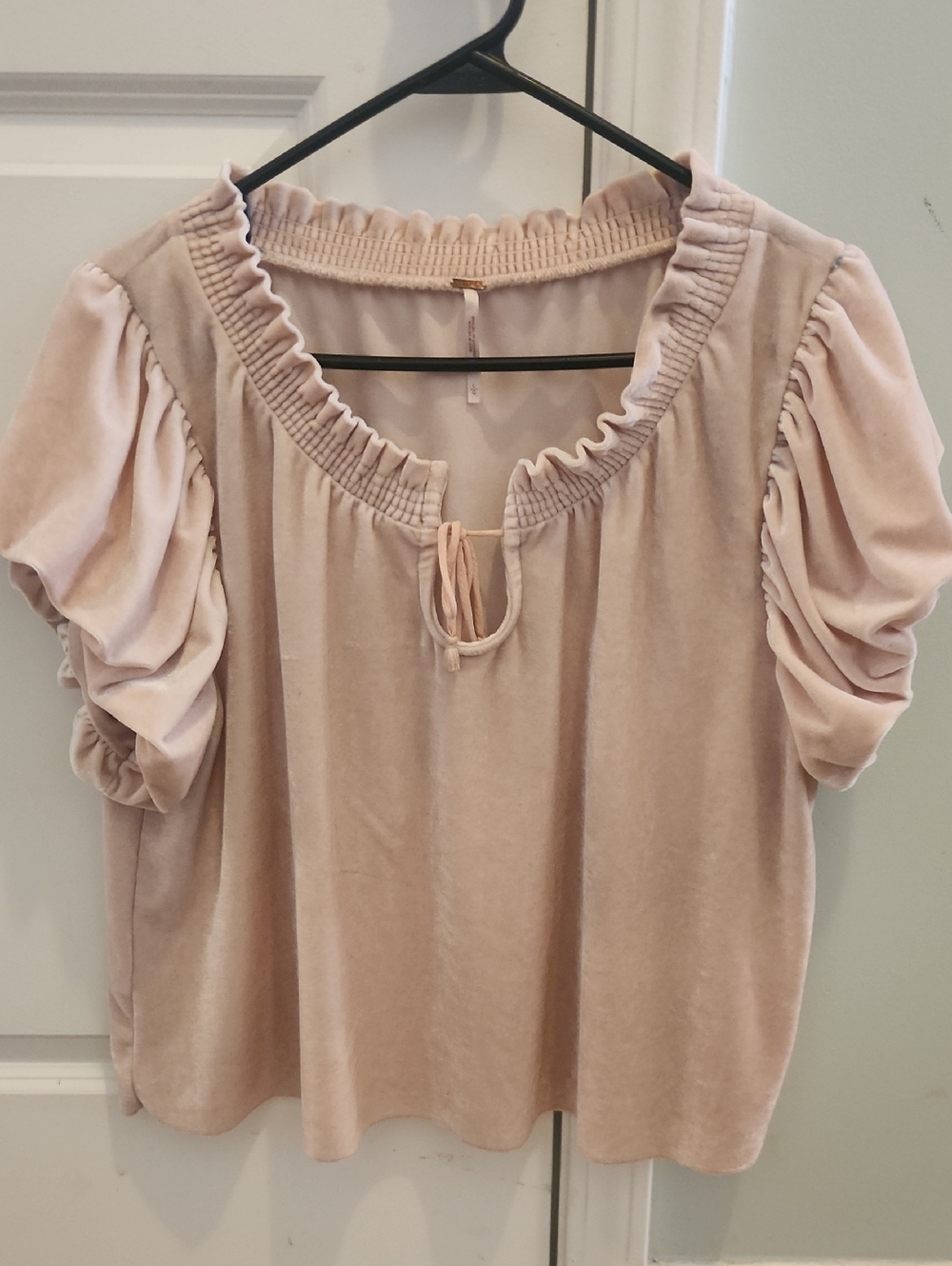 Free People Velour Top Boho Peasant